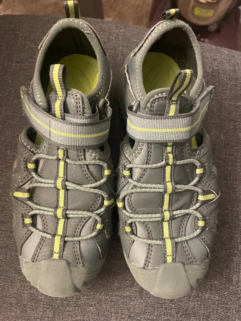 Merrell kids water h20 shoes size 1M gray neon yellow